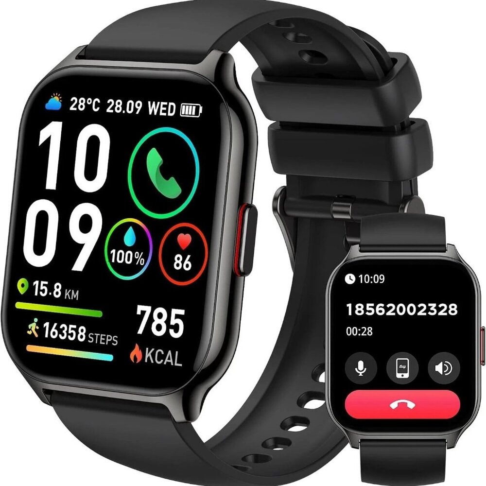 SKG V7-2 Smart Watch 1.95 in Screen Android Iphone Fitness Tracker IP68 Black
